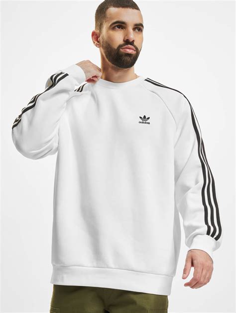 adidas sweatshirt weiß blaue streifen|Pullover in Weiß .